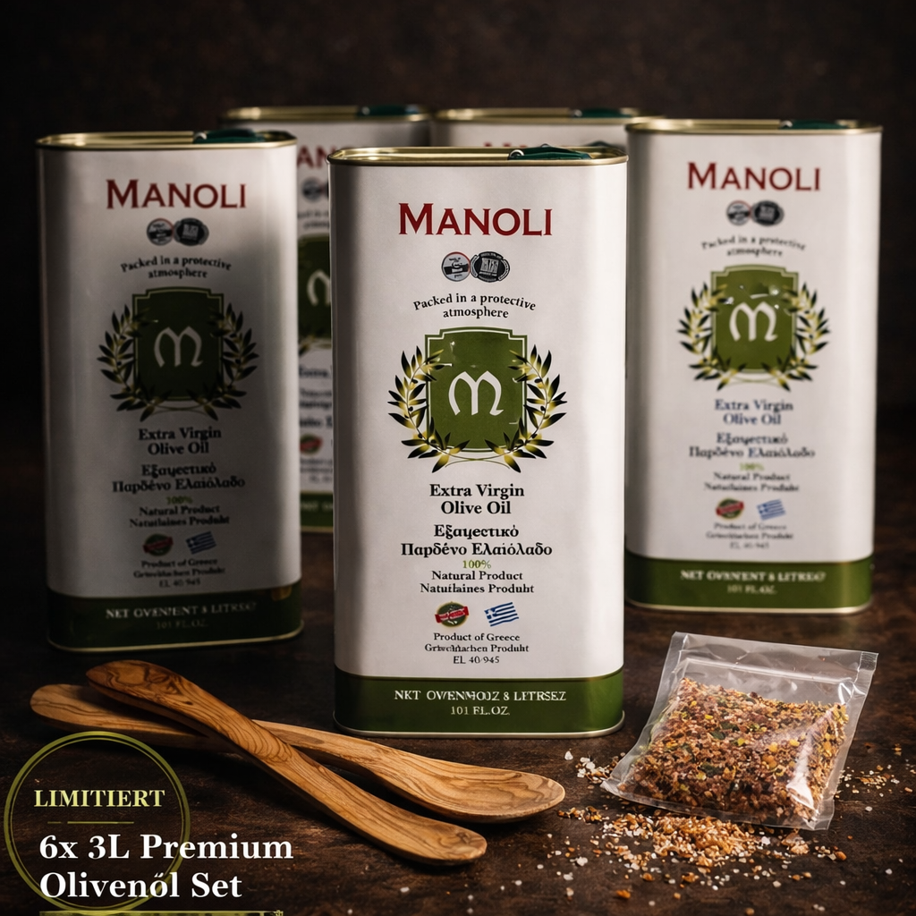 6x3Liter Olivenöl Vorratsset inkl. Zubehör
