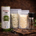 Mediterranes Genuss Set – Olivenöl, Kräutersalz & Gewürzmühle
