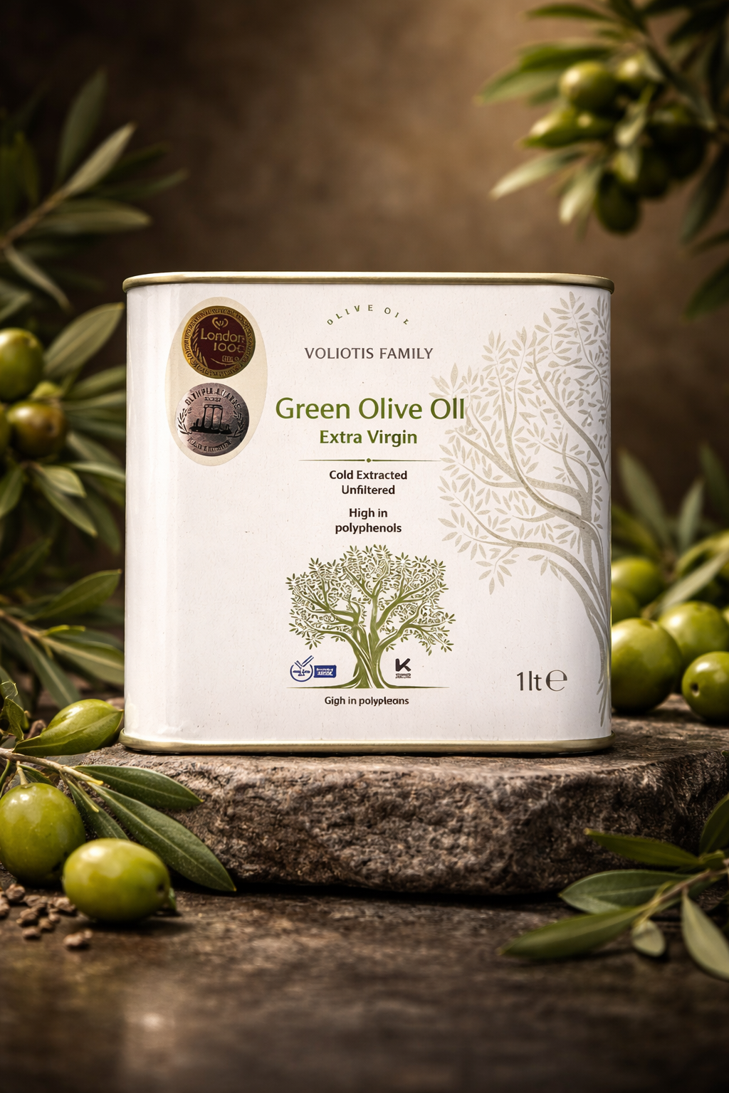 Premium Olivenöl 1L – Green Olive Oil Extra Nativ (kaltgepresst, ungefiltert)- dein Gesundheitsöl