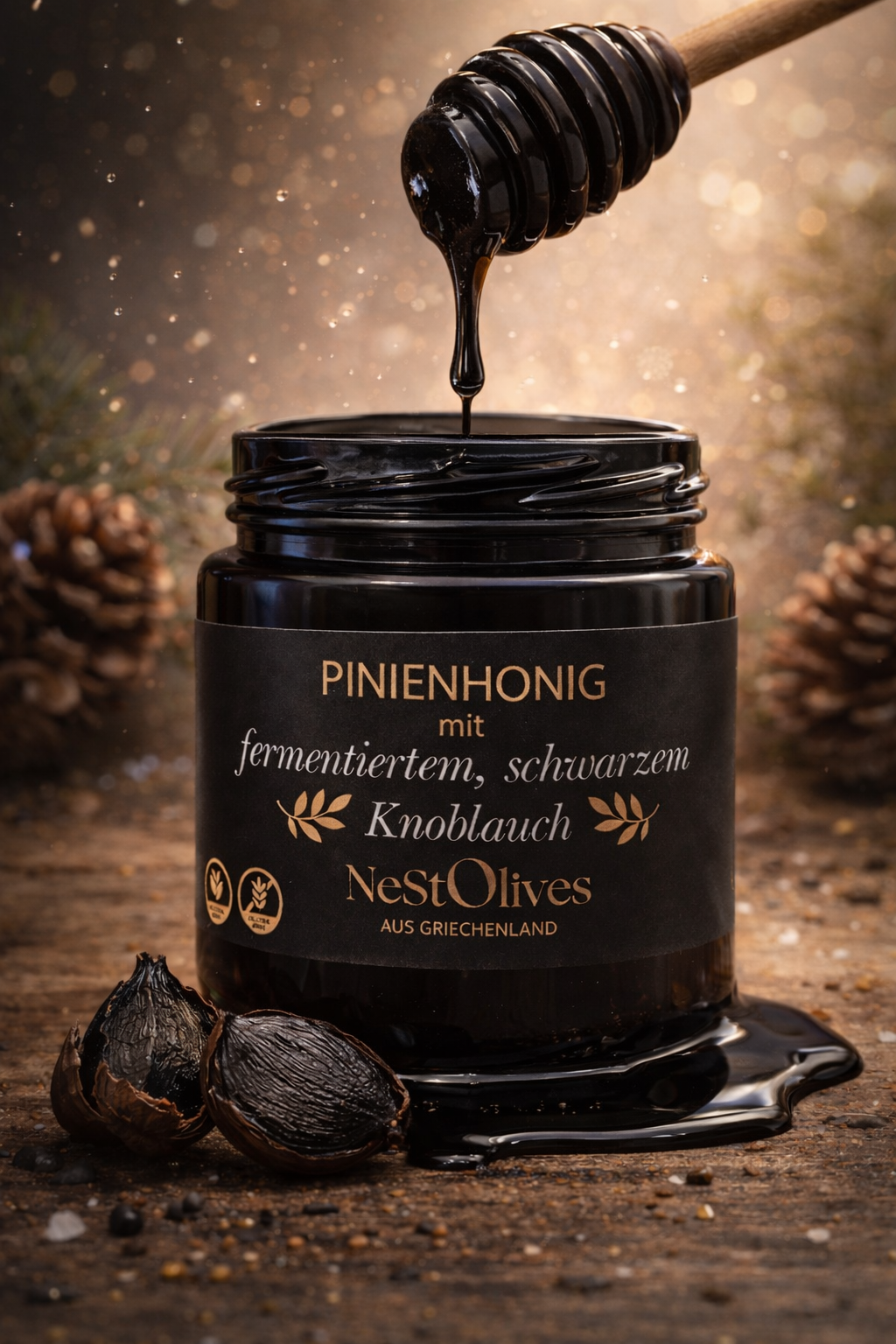 Schwarzer Knoblauch Pinien Honig – Black Garlic Honey | 200 g