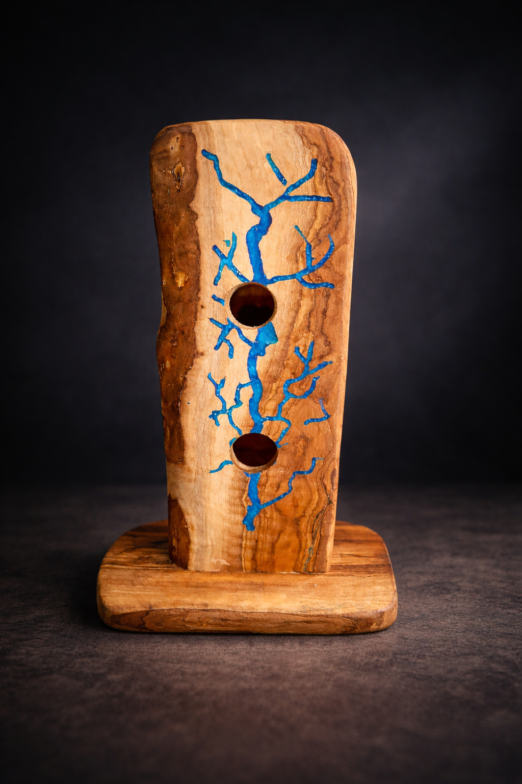 Flaschenhalter mit 2 Löchern und Blauer Faserverziehrung