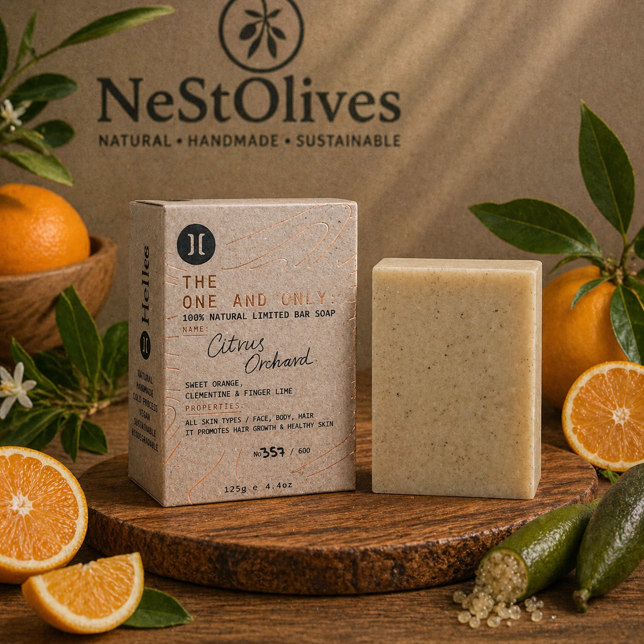 Citrus Orchard Naturseife – Handgemachte Olivenöl Seife mit Orange & Limette - limitiert