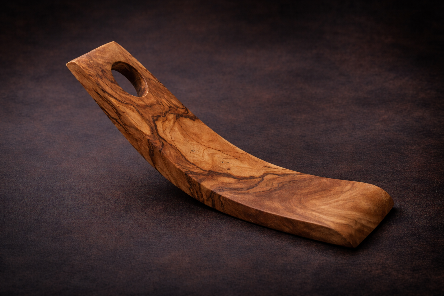 Halbmond Wein-Flaschenhalter aus Olivenholz